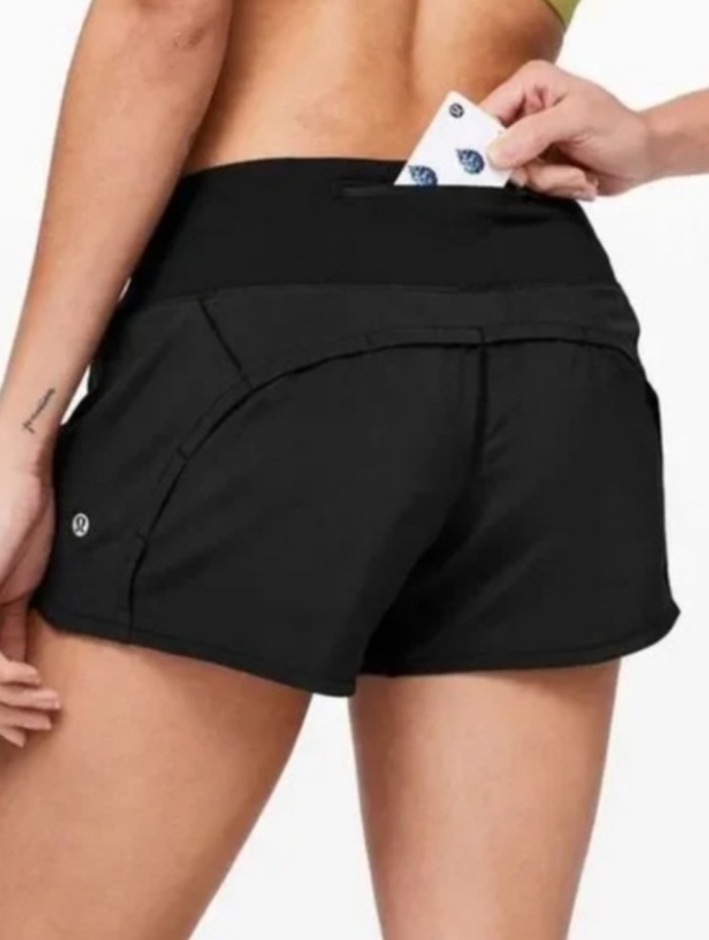 LULULEMON, Athletic Black Women's Shorts with Back Pocket.Size 4
